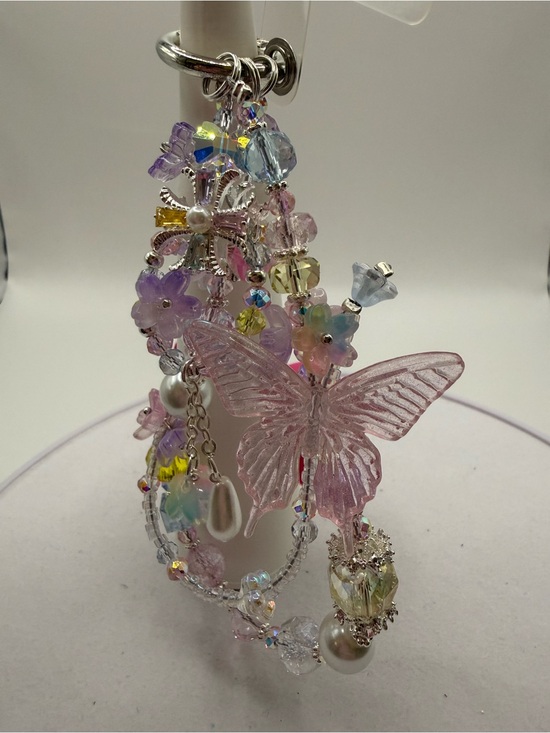 Accessories - Delicate Pink Butterfly Charm Drop Earrings - Pastel Crystal Accents